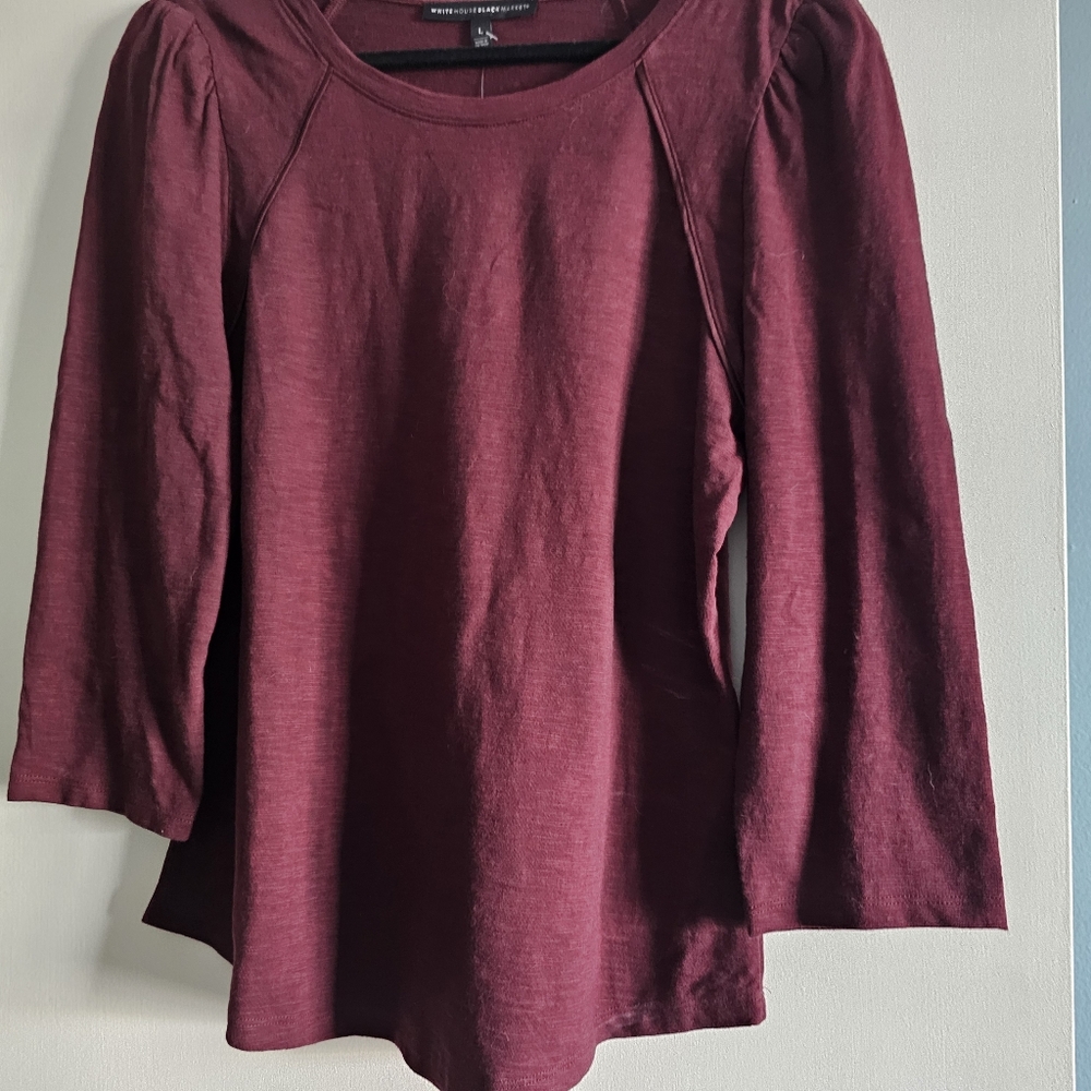 White House Black Markey 3 Quarter Sleeve Raglan Tee Color Port Size L